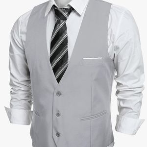 Men Light grey sleeveless slim fit jacket
